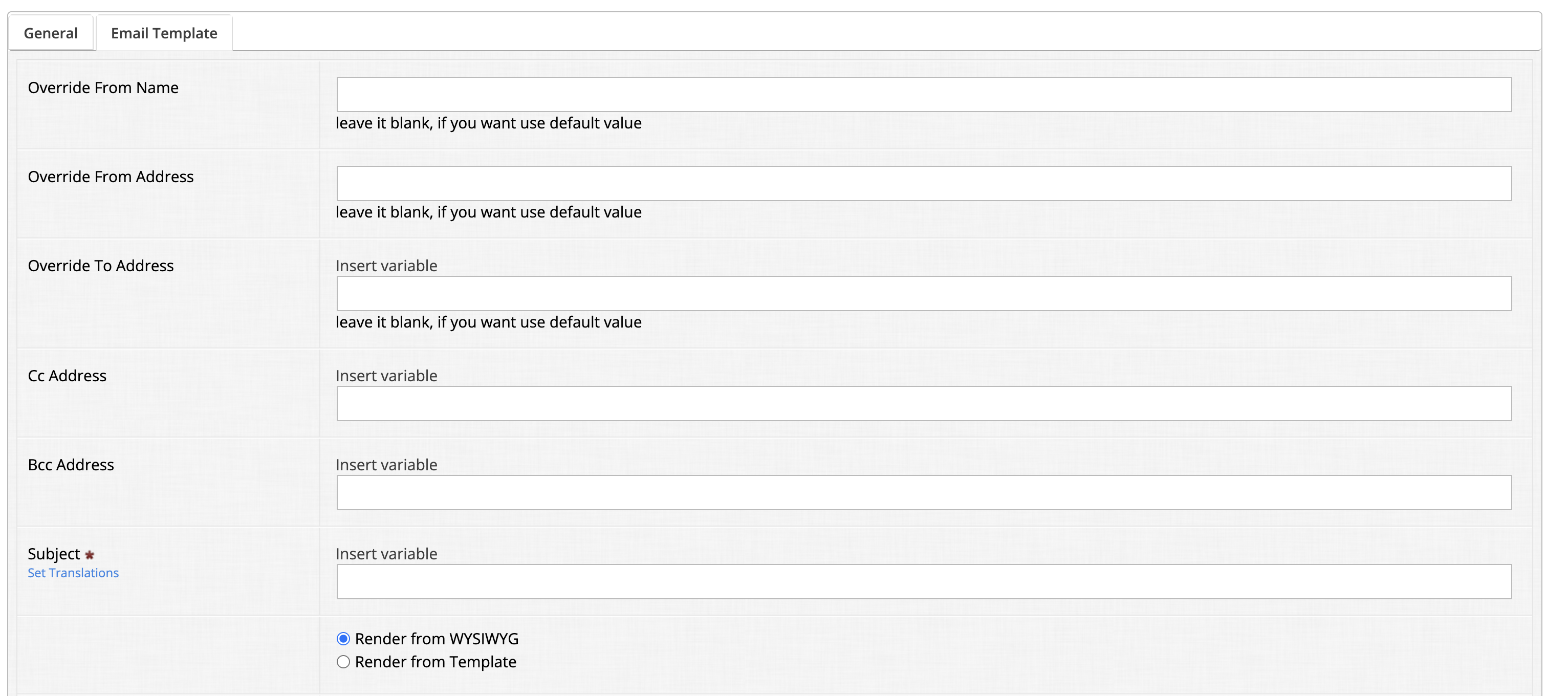 Email template top portion